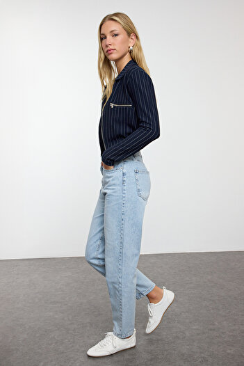 Trendyol Collection Blugi Blue Mom - Talie Normală TWOAW25JE00154