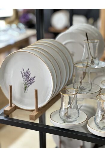 Onedekor 18 Pieces Luxury Lavander Cake Tea Time Set
