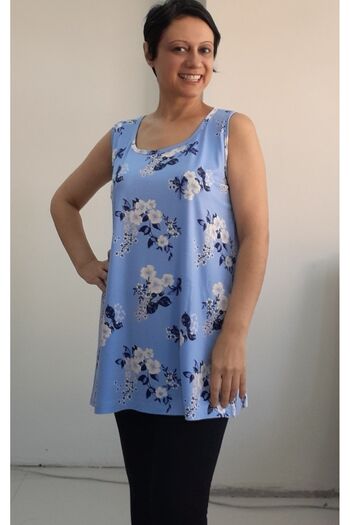 Mertcan Butik Tricou din bumbac pieptănat din viscoză cu curea groasă, albastru și alb