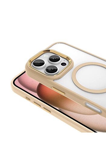 Rivor Apple iPhone 16 Pro Uyumlu Kılıf Kamera Çıkıntılı Magsafe Destekli Kenarları Renkli Şeffaf Kapak
