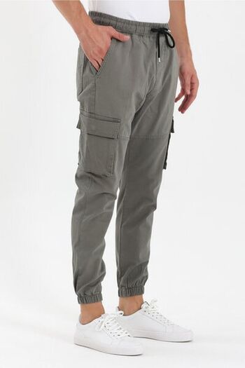 BlackCraft Men's Cargo Pants - Elastic Waist and Legs, Side Pockets