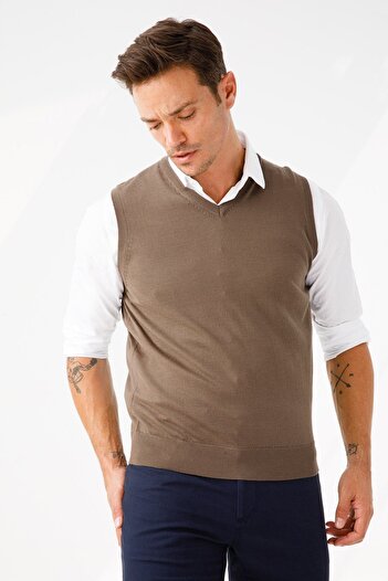 Desen Triko Men's Sweater D.brown