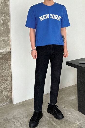 uyguntarz Tricou oversize cu imprimeu New York pentru bărbați