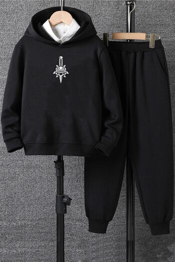 uyguntarz Unisex Skullcracked Printed Tracksuit Set