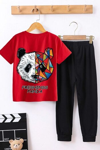 uyguntarz Kids Panda Bottom - Top Tracksuit Set