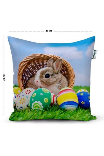 Sakallı Easter Themed Decorative Throw Pillow Cover