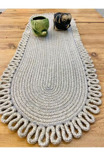 bestiva Bohemian Style Jute and Straw Decorative Tablecloth - Runner 35x100 CM, American Service, Coffee Table Cloth