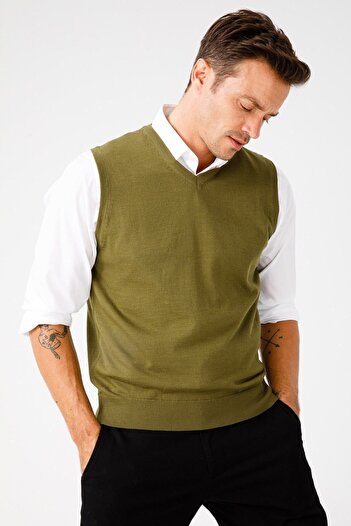 Desen Triko Men's Sweater Khaki