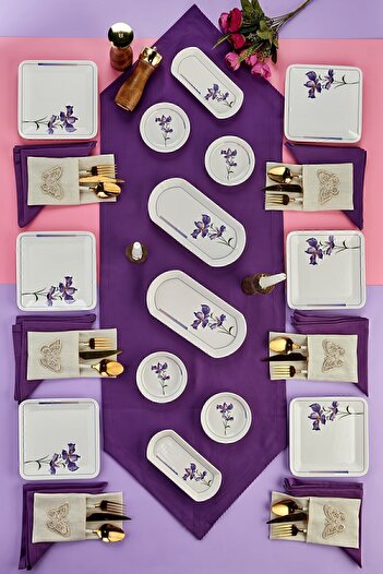 EMBazaar 14 Piece 6-Person Stackable Premium Cod Breakfast Set Breakfast Presentation Pastry Plate