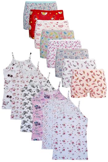Dondeza Dondeza 6-Piece Girl's Cotton Patterned Tank Top and Boxer Set