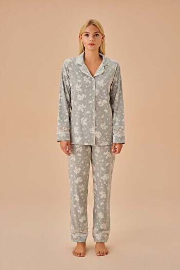 SUWEN Masculine Griss Pajama Set