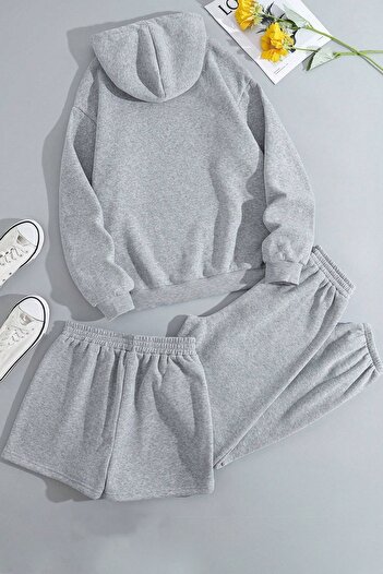 uyguntarz Unisex Σετ Φούτερ 3 τεμαχίων Sweat Short