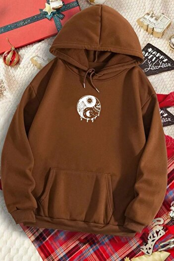 uyguntarz Unisex Cartoon Face Black White Hoodie