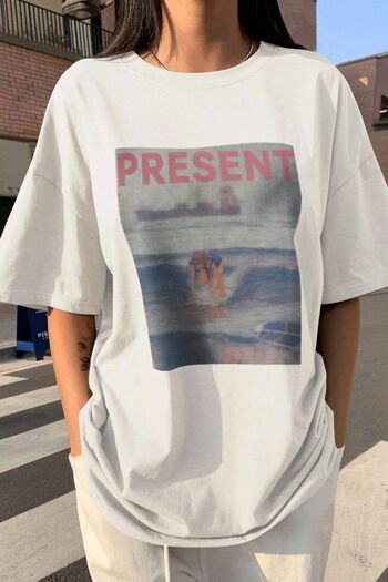 uyguntarz Unisex Present Printed Oversize T-shirt