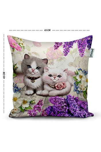 Sakallı Cute Cats 3D Printed Throw Pillow Cover