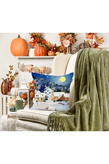 Sakallı Winter Themed 3D Digital Printed Decorative Throw Pillow Cover