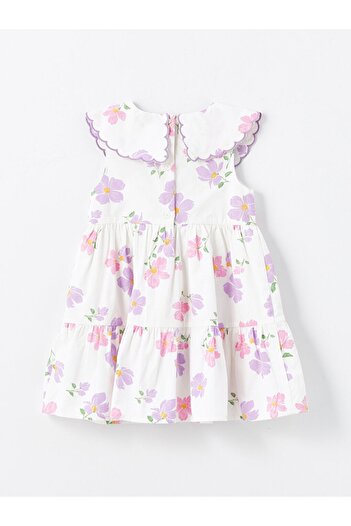LC Waikiki Poplin Floral Patterned Baby Collar Baby Girl Dress - LCW