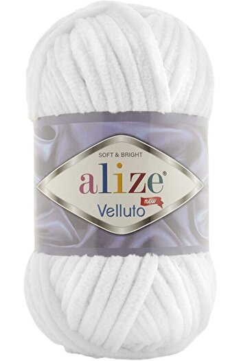 Alize 5 Pieces Velluto Velvet Hand Knitting Thread White 55