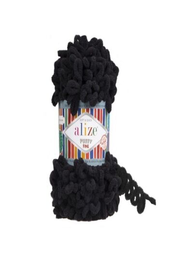Alize 5 bucăți fire de tricotat manual Puffy Fine 60 negru
