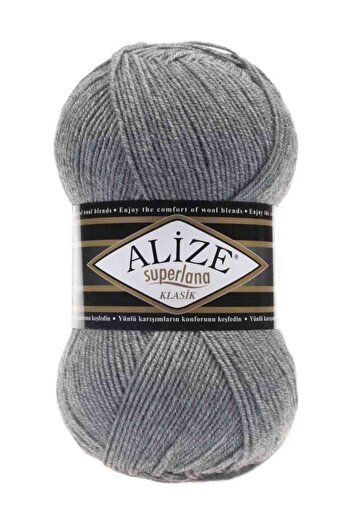 Alize Superlana 5 τεμάχια Γκρι Μελανζέ Κλασικό Πλέκμα Χειρός 21