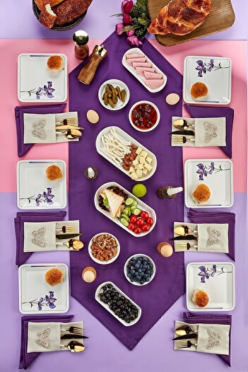 EMBazaar 14 Piece 6-Person Stackable Premium Cod Breakfast Set Breakfast Presentation Pastry Plate