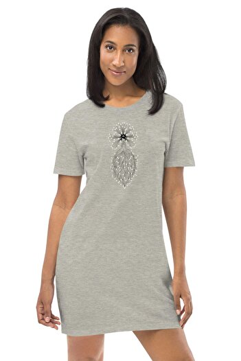 ROCKANDROLL Star Princess Gray Short Sleeve Combed Cotton T-Shirt Dress
