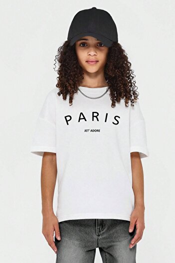 uyguntarz Tricou din bumbac imprimat Paris pentru copii