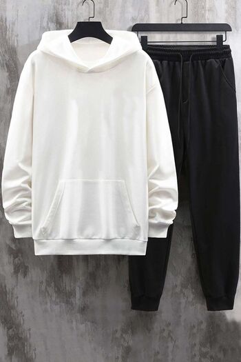 uyguntarz Σετ φόρμας Unisex με κουκούλα White Lightning