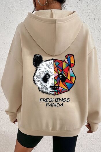 uyguntarz Unisex φούτερ με στάμπα Panda στην πλάτη