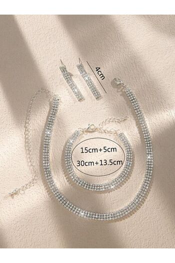muptejewelry Zircon 3 Row Evening Dress Wedding Dress Set