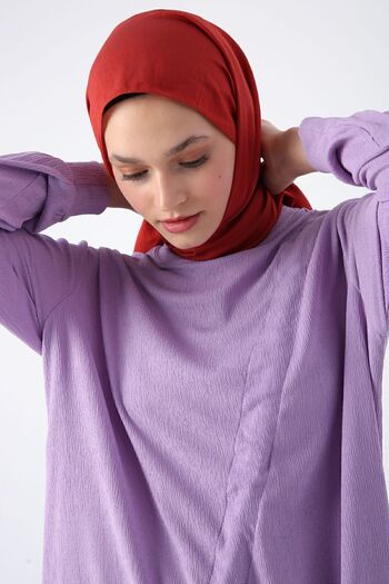 ALLDAY Lavender Gathered Tie Detailed Crew Neck Tunic