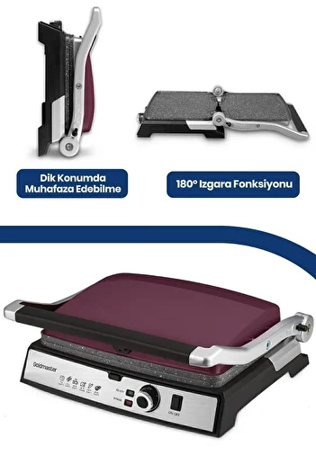 GOLDMASTER Tostmix Plum Stainless Steel 2000 Watt Granite Removable Plate Toaster and Grill Machine
