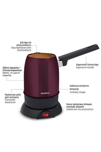 GoldStar Stainless Steel Electric Coffee Pot Matte Purple