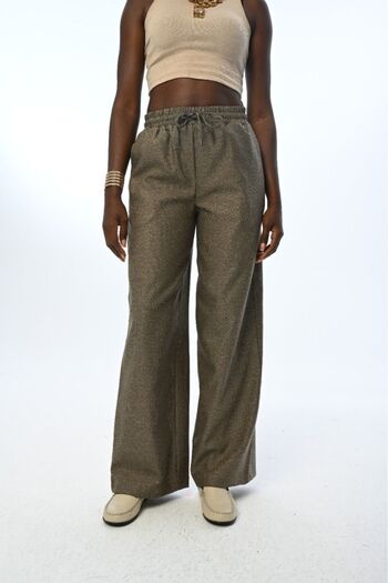 Orfeo Negro Women's - Elastic Waist, Wide Leg, Thin Glitter Solid Color Trousers