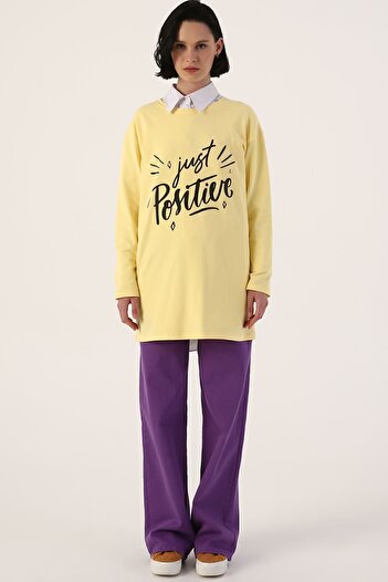 ALLDAY Light Yellow Cotton Comfortable Fit Printed Basic Tunic