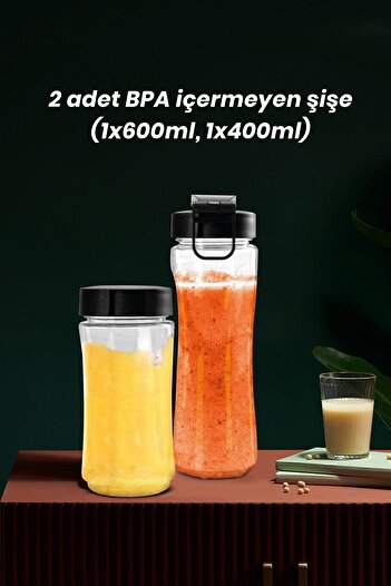 GOLDMASTER Lifemix Buz Kırabilir Inox Gold 2 Adet Bpa Free Tritan Şişeli Kişisel Personal Smoothie Blender