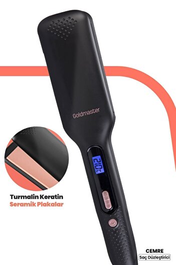 GOLDMASTER Cemre Digital Display Tourmaline Ceramic Wide Plate Ionic Hair Straightener