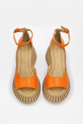 NILUFARR Cappy Genuine Leather Orange Heeled Women's Sandals