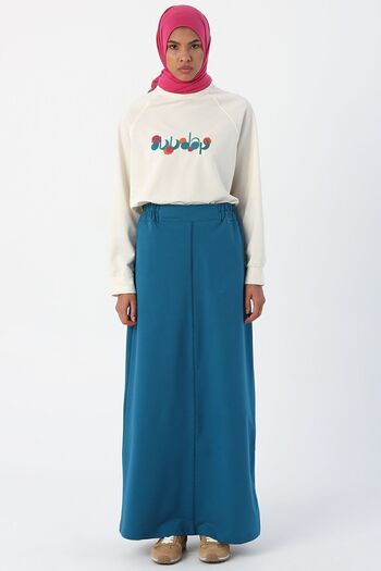 ALLDAY Open Petrol Waist Elastic Straight Tight Skirt