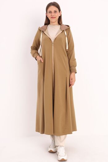 ALLDAY Μπεζ καστόρι με κουκούλα Abaya