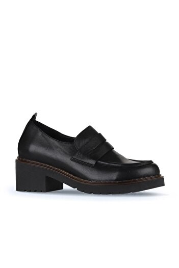 Bueno Shoes Черни кожени дамски обувки на висок ток 01wz4404