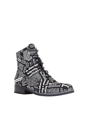 BUENO Shoes Siyah Gazete Deri Kadın Düz Bot 01wr3303