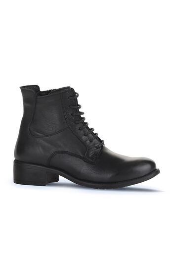 Bueno Shoes Δερμάτινες γυναικείες μπότες με τακούνι μαύρο - 01wz7405
