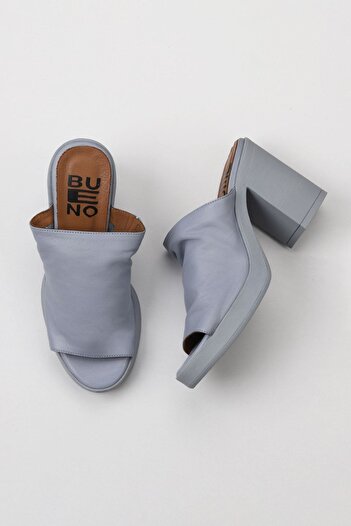 Bueno Shoes Mavi Deri Kadın Topuklu Terlik 01wy12306