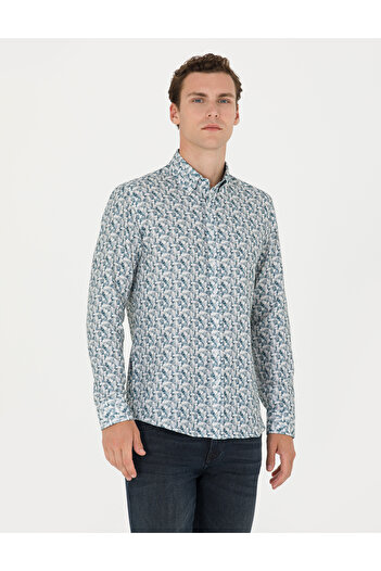 Pierre Cardin Petrol Slim Fit Uzun Kollu Gömlek 50275621-VR102