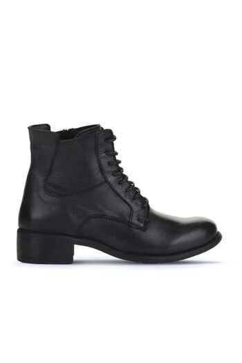 Bueno Shoes Δερμάτινες γυναικείες μπότες με τακούνι μαύρο - 01wz7405