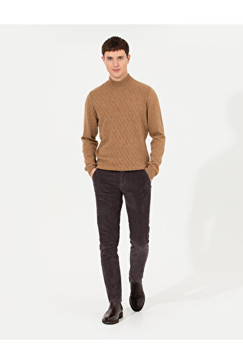 Pierre Cardin Koyu Gri Slim Fit Kadife Kanvas Pantolon 50259715-VR080