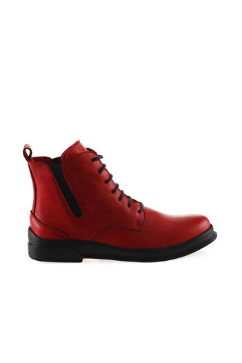 Bueno Shoes Red Leather Women's Boots - Flat Cut 01wp6300