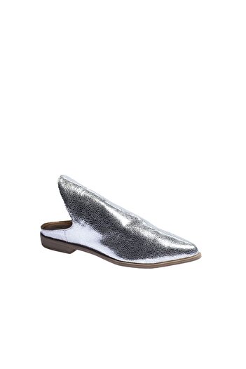 BUENO Shoes Gümüş Deri Kadın Düz Terlik 01wn0139