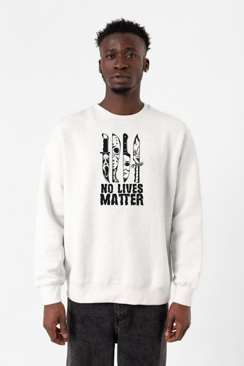Tshirthane Жахливі ножі No Live Matter Beyaz Erkek 2ip Світшот